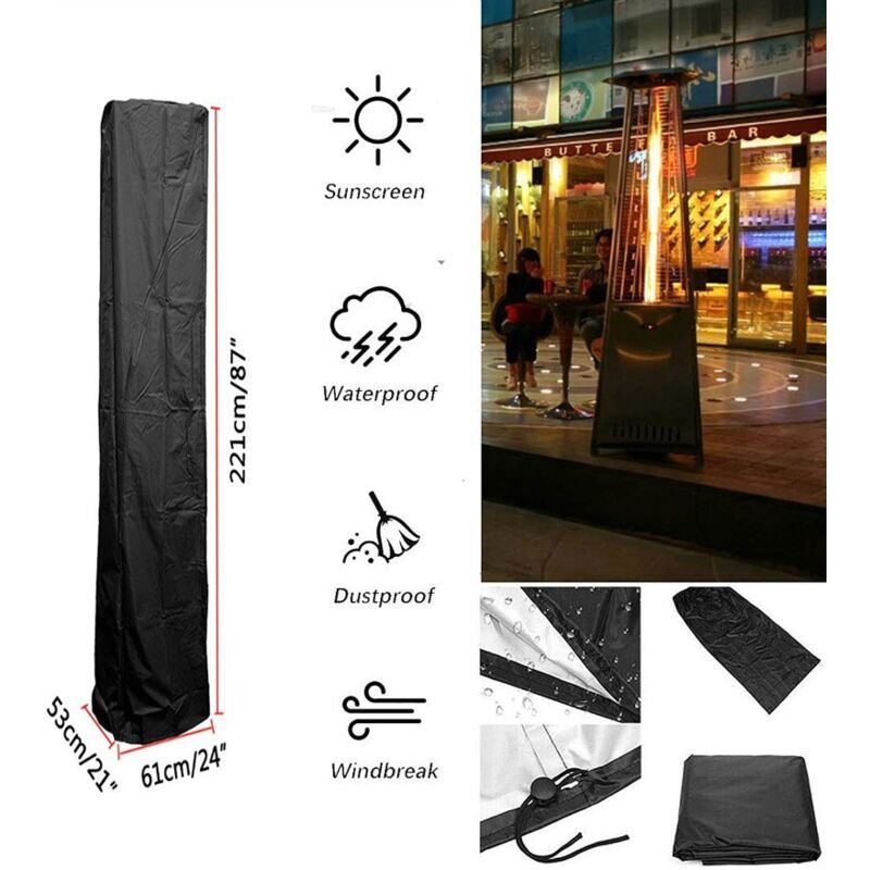 Patio Heater Cover Pyramid Gas Patio Heater, Patio Heater Cover Waterproof Anti Tear Cover Anti Snow Wind Resistant, H87 x W21 x D24 Inch