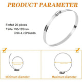 20 Pieces Pipe Clamp, Adjustable Pipe Clamp 100, 304 Stainless Steel Hose Clamp, Metal Hose Clamp, for Pipe, Home Gas, Family Water Pipe, Cable, 120mm