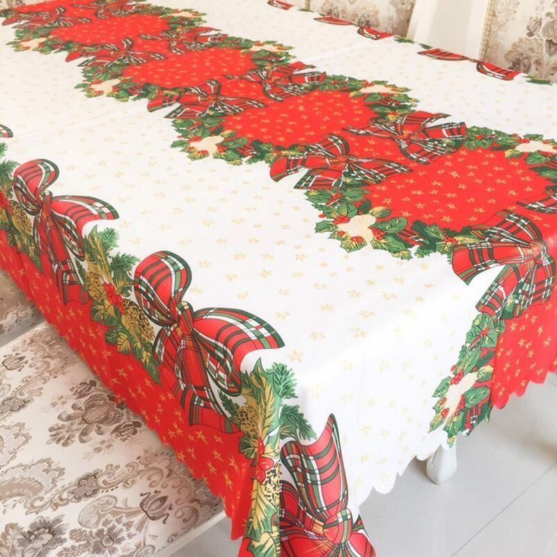 Tablecloth for Christmas Rectangular Polyester Stain Resistant Tablecloth Christmas Red Tablecloths Stain Resistant Table Protector for Parties