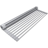Sink Drainer Basket Roll Up Heat Resistant Dishwasher Shelf with 19 Tubes, Gray, 33 x 45 x 1cm