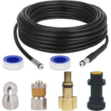 Drain Cleaning Sewer Hose Kit Compatible with Karcher K2 K3 K4 K5 K6 K7 and Lavor Pressure Washers, 15m