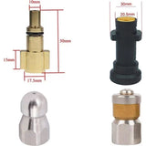 Drain Cleaning Sewer Hose Kit Compatible with Karcher K2 K3 K4 K5 K6 K7 and Lavor Pressure Washers, 15m - Front View