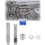 123 Pieces Eyelet Sets Grommets Metal Grommets Kit with Storage Box for Canvas Tarpaulin Tent Curtains Repair, 10mm