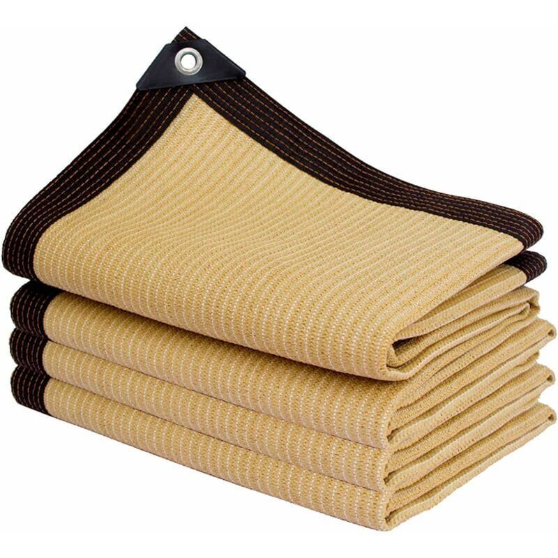 Rectangular Shade Net, Outdoor Lightweight Shade Cloth for Awning Pool Garage, Shade Cloth with Heavy Duty Grommets, Beige, 3 x 7m