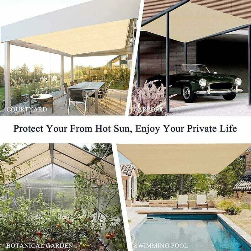 Rectangular Shade Net, Outdoor Lightweight Shade Cloth for Awning Pool Garage, Shade Cloth with Heavy Duty Grommets, Beige, 3 x 7m