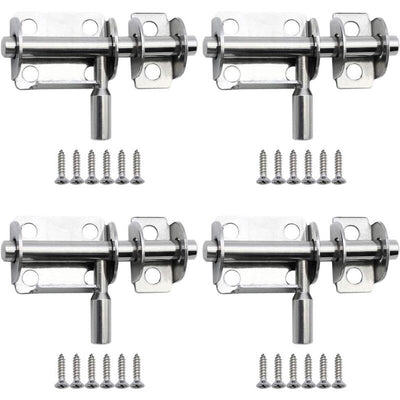 4 Pieces Mini Stainless Steel Sliding Door Latches Safety Door Latches with Screws for Bathroom Door Wooden Door Pet Door Bedroom, 65mm
