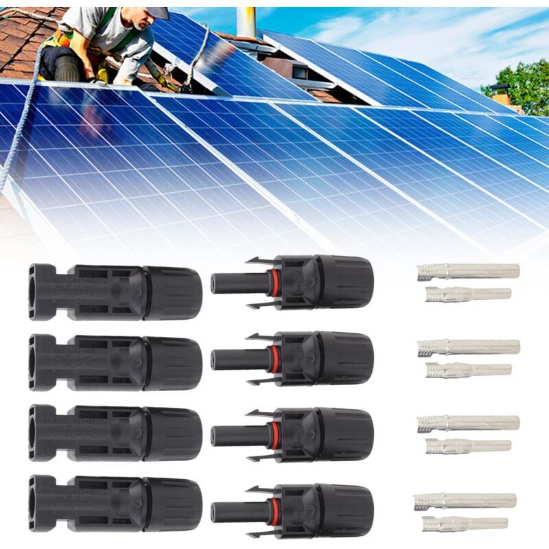 Solar Connector, mc4 Connector, PV Connector, Solar Photovoltaic Connector, Male Female Solar Panel Cable Connectors, Waterproof Seal, 4 Pairs