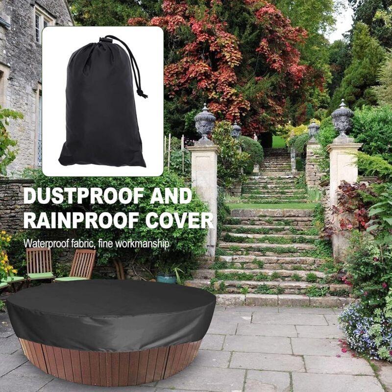 Round Swimming Pool Solar Cover Waterproof Spa Protective Cover 190T for Outdoor Spas, Brown, 190 x 30cm