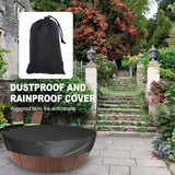 Round Swimming Pool Solar Cover Waterproof Spa Protective Cover 190T for Outdoor Spas, Brown, 190 x 30cm - Side View