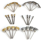 24 Pieces Wire Drill Brushes, Steel Brass Wheel and Cup Wire Polishing Brushes Complete Kit, Rotary Grinder Tools for Removing Rust Corrosion Paint - Front View