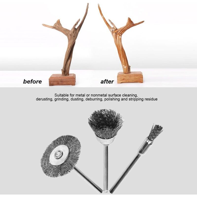 24 Pieces Wire Drill Brushes, Steel Brass Wheel and Cup Wire Polishing Brushes Complete Kit, Rotary Grinder Tools for Removing Rust Corrosion Paint