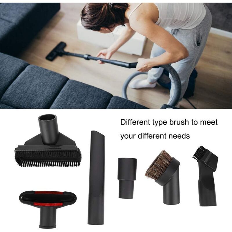 6 Pieces Universal Horse Vacuum Cleaner Brush Adapter Accessories, Black