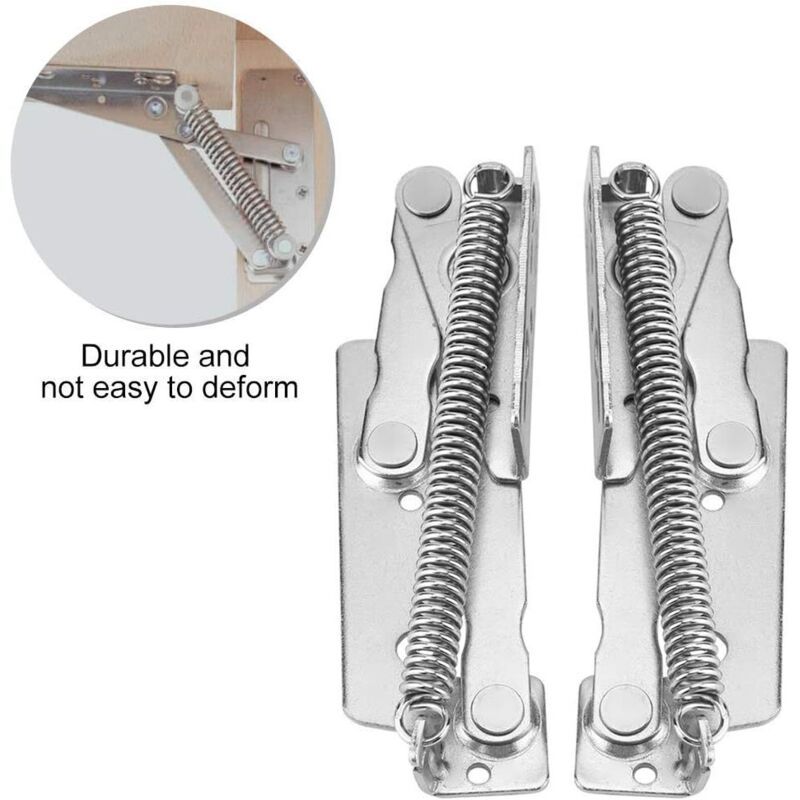 2 Pieces 90 Degree Closet Door Spring Hinge, Carbon Steel Lift up Spring Hinge for Supporting Furniture Doors