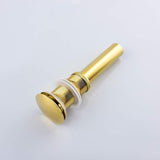 Pop up Sink Drain Without Overflow, Brass Sink Drain, Pop up Drain Plug, Gold - Front View