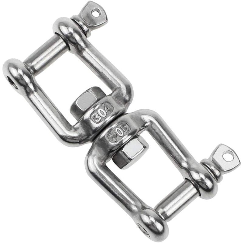 Double Ended Swivel Hook M8 Heavy Duty 360 Rotating Hook Stainless Steel Hanging with Removable Loops for Gym Sandbag Rope Chair Hammock Trapeze Yoga