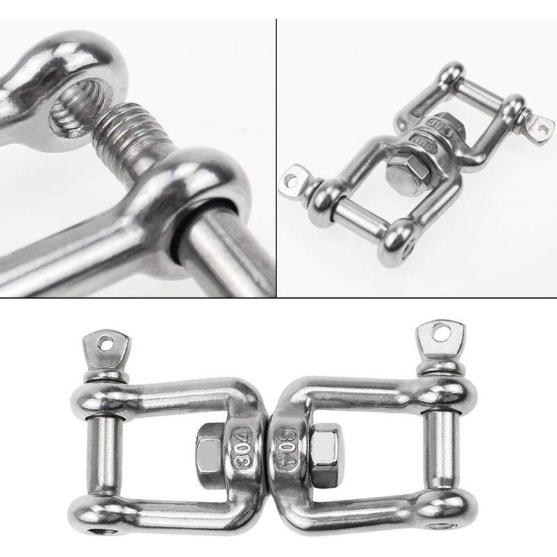 Double Ended Swivel Hook M8 Heavy Duty 360 Rotating Hook Stainless Steel Hanging with Removable Loops for Gym Sandbag Rope Chair Hammock Trapeze Yoga