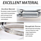 10 Pieces Hose Clamp, Adjustable Hose Clamp 27, 304 Stainless Steel Hose Clamp, 51 mm - Side View