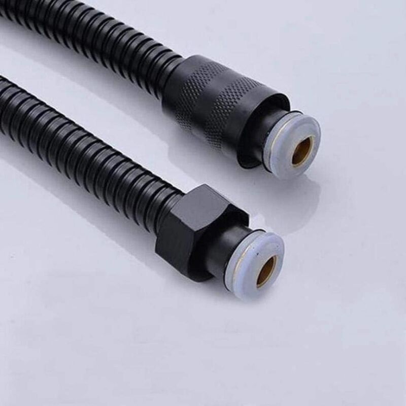 Black Stainless Steel Shower Hose Handheld Shower Head Fittings Hoses Bathroom Accessories Rubber Hose Flexible Plumbing Hose, 1.5M