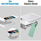 Wall Mounted Toilet Paper Holder with Aluminum Storage Shelf for Bathroom and Kitchen, White