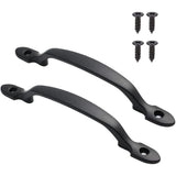 2 Pack 6.25 Cast Iron Barn Door Handle, Rustic Style, for Doors, Gates, Fences, Garage, Closet, Outdoor and Indoor Black