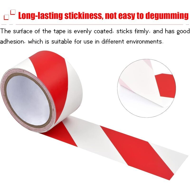 Adhesive Warning Tape for Floor Marking Safety Red and White Stripes, 4cm x 16m