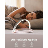 Wireless Charger Bedside Lamp LED Touch Night Light with QC3.0 10W Induction Charger, White