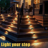 8 Pieces Solar Light, LED, for Stairs, Deck, Outdoor Black Shell Warm White
