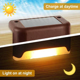 8 Pieces Solar Light, LED, for Stairs, Deck, Outdoor Black Shell Warm White - Side View
