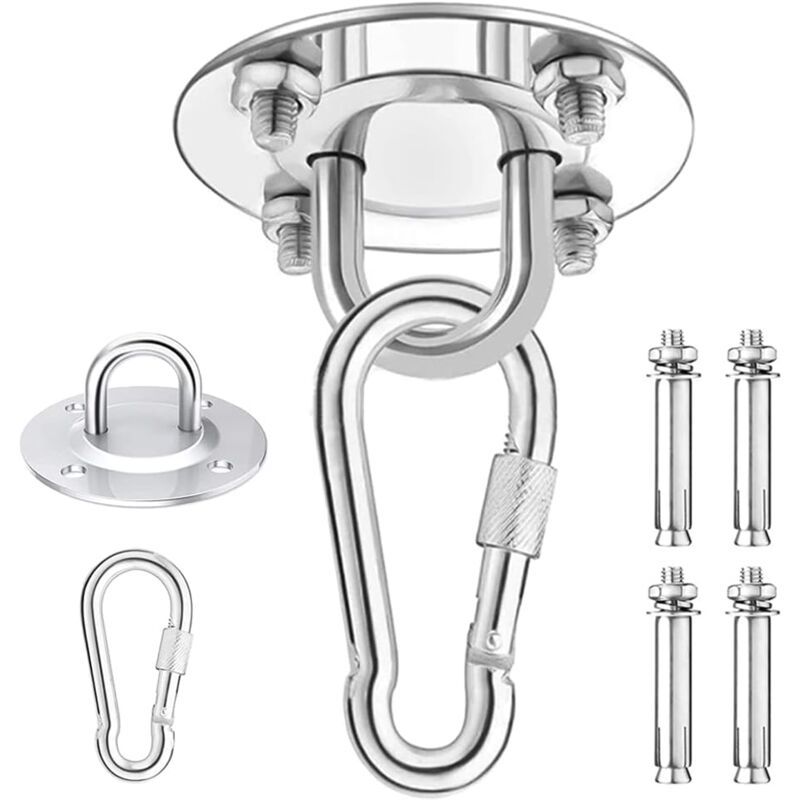 1 Pieces Heavy Duty Ceiling Hook, 450KG Capacity Stainless Steel Hammock Hanging Kit 180 Rotation for Concrete Wood Sets, Hanging Chair, Hanging Lamp
