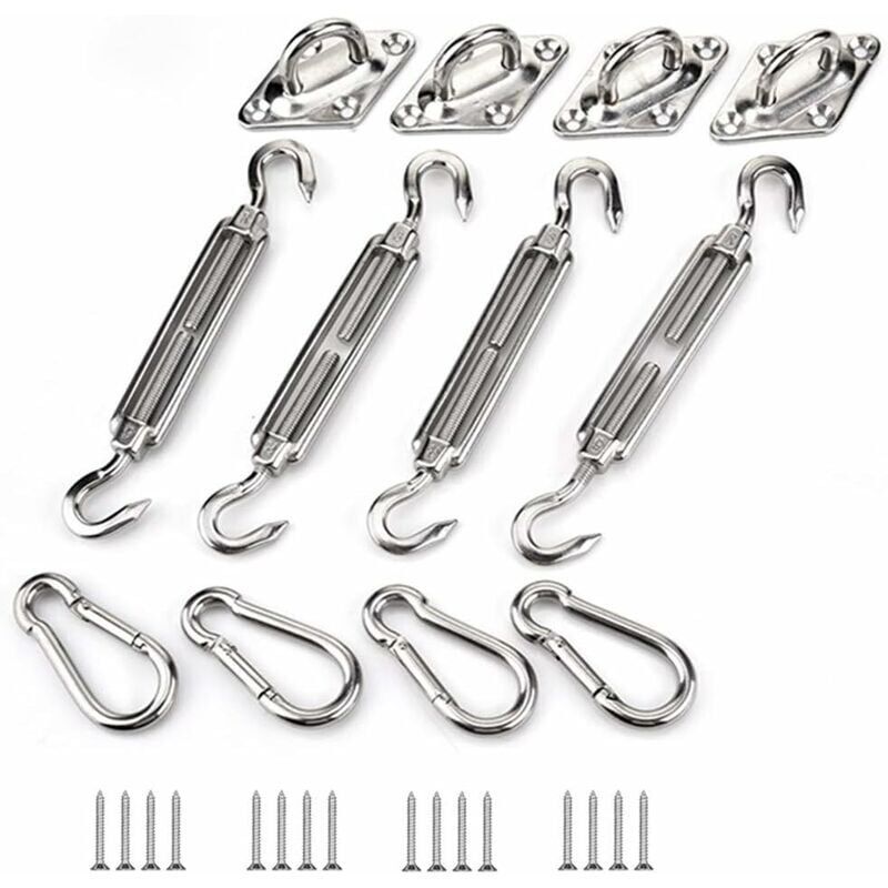 Shade Sail Fixing Kit, Stainless Steel Sun Shade Sail Fixing Kit for Triangle and Square, Rectangle, Sun Shade Sail Fixing Accessories M6