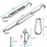 Shade Sail Fixing Kit, Stainless Steel Sun Shade Sail Fixing Kit for Triangle and Square, Rectangle, Sun Shade Sail Fixing Accessories M6