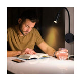 2 Pieces Black Wall Reading Lamp 3W, Flexible Adjustable Neck Wall Lamp Aluminum Desk Lamp, Bedside Lamp with Switch LED Eye Care - Front View