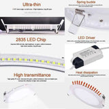 2 Pack White Round Recessed Panel Lights for Cabinet Bathroom Stairwell 6500K, 6W