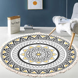 Vintage Round Mandala Rug Living Room Rug Bedroom Home Braided Cotton Rug Washable, 60cm