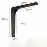 2 Pieces Bracket for L shaped Shelf, Black, 150 x 125mm - Top-Down View