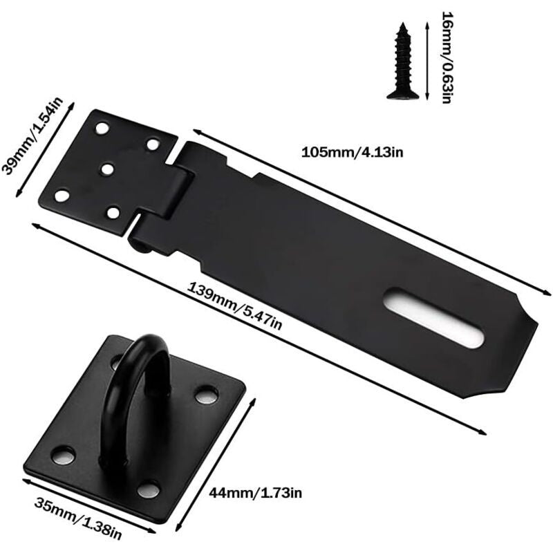 2 Pieces Door Latch Hasp Clasp Latch with Screws, Matte Black Finish Stainless Steel Heavy Duty Latch