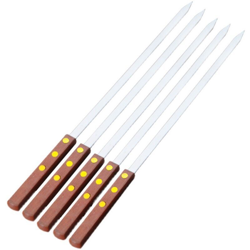 8 Pack Barbecue Utensil, Barbecue Skewers, Extra Long Stainless Steel Skewers with Solid Wood Handle, 50cm