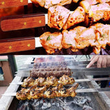 8 Pack Barbecue Utensil, Barbecue Skewers, Extra Long Stainless Steel Skewers with Solid Wood Handle, 50cm - Front View