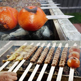 8 Pack Barbecue Utensil, Barbecue Skewers, Extra Long Stainless Steel Skewers with Solid Wood Handle, 50cm
