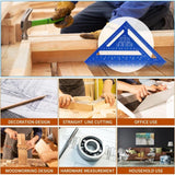 Multi Function Carpenter Square Metal Aluminum Ruler Protractor Guide, 180mm - Front View