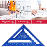 Multi Function Carpenter Square Metal Aluminum Ruler Protractor Guide, 180mm - Side View