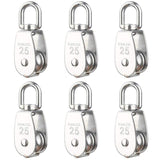 6 Pack M25 Lifting Pulley Loading 150kg, Heavy Duty 304 Stainless Steel Swivel Lifting Rope Pulley Block
