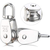 6 Pack M25 Lifting Pulley Loading 150kg, Heavy Duty 304 Stainless Steel Swivel Lifting Rope Pulley Block - Top-Down View