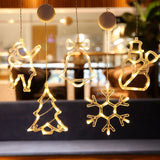 Christmas Window Lights, Hanging Christmas Window Light with Suction Cup, Battery Operated Hanging Lamp Decorations for Holiday Store Snowman - Front View