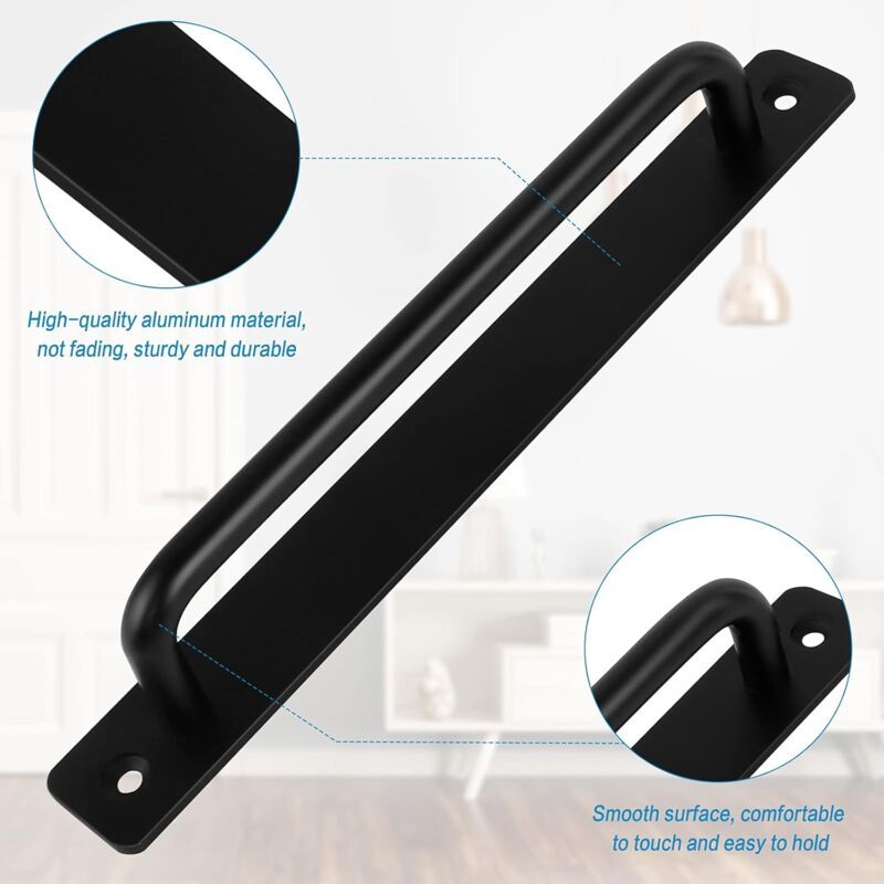 2 Pieces Black Aluminum Alloy Sliding Door Handles with 4 Screws for Barn Door Wardrobe Closet, 211mm