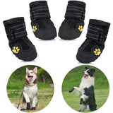 4 Pack Protective Dog Boots, Waterproof Dog Shoes for Medium and Large Dogs Black 1