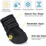 4 Pack Protective Dog Boots, Waterproof Dog Shoes for Medium and Large Dogs Black 1