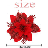 Christmas Flowers, 12 Glitter Christmas Flowers, Hollow Glitter Christmas Flower, Poinsettia Christmas Tree Artificial Flowers Ornament, Christmas