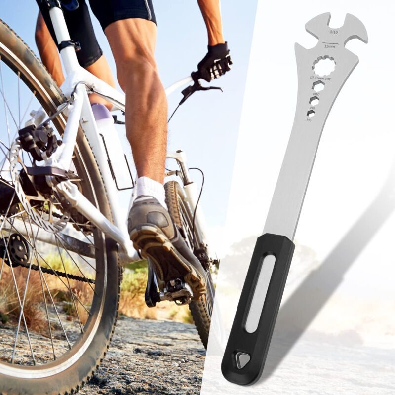 Bicycle Pedal Wrench, Bicycle Pedal Wrench with Extra Long Handle, Multi Purpose Pedal Removal Tool, 0.5625 and Hex Hole, 15mm, 10mm, 8mm, 6mm