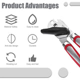 Kitchen Storage Accessory, Kitchen Manual Can Opener Handheld Can Opener with Smooth Edge Stainless Steel Blade - Side View
